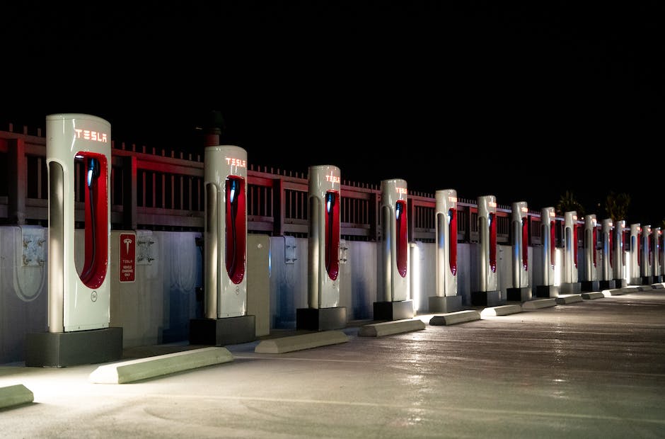 Tesla charging at a Supercharger station